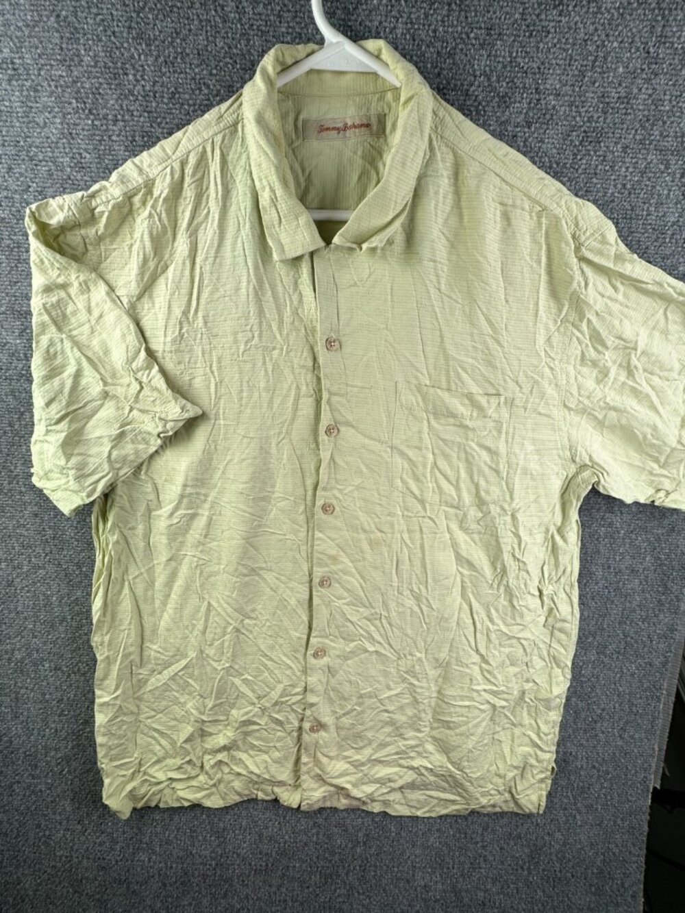 Tommy Bahama All Silk Hawaiian Camp Shirt Green Large Short Sleeve Button Up**